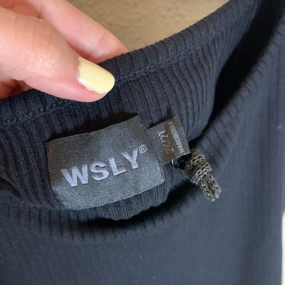 Bandier WSLY Essex Ribbed Square Neck Tank in Black - Picture 3 of 6